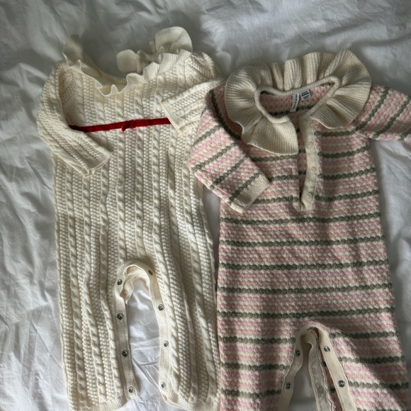 Janie and Jack Other - Janie and Jack Cream Knit Ruffle-Collar One-Piece